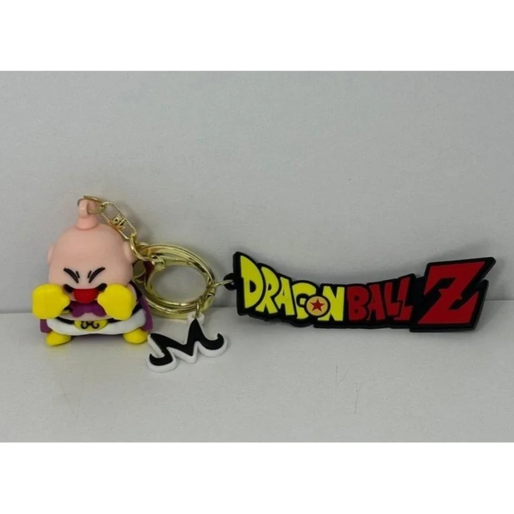 Dragon Ball Z Majin Buu Rubber Keychain Gold Ring Majin M Logo Charm DBZ